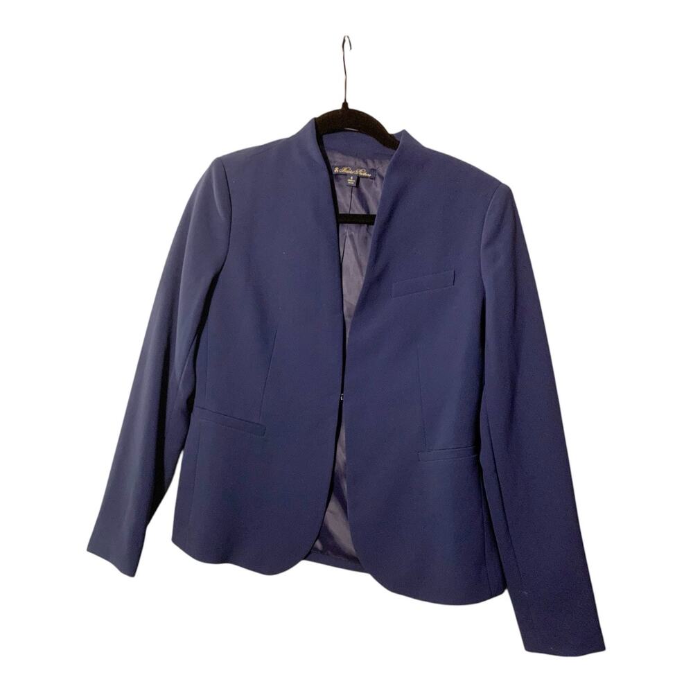 BROOKS BROTHERS Women's Navy Blue Collarless Blazer Size 6 - Picture 4 of 8